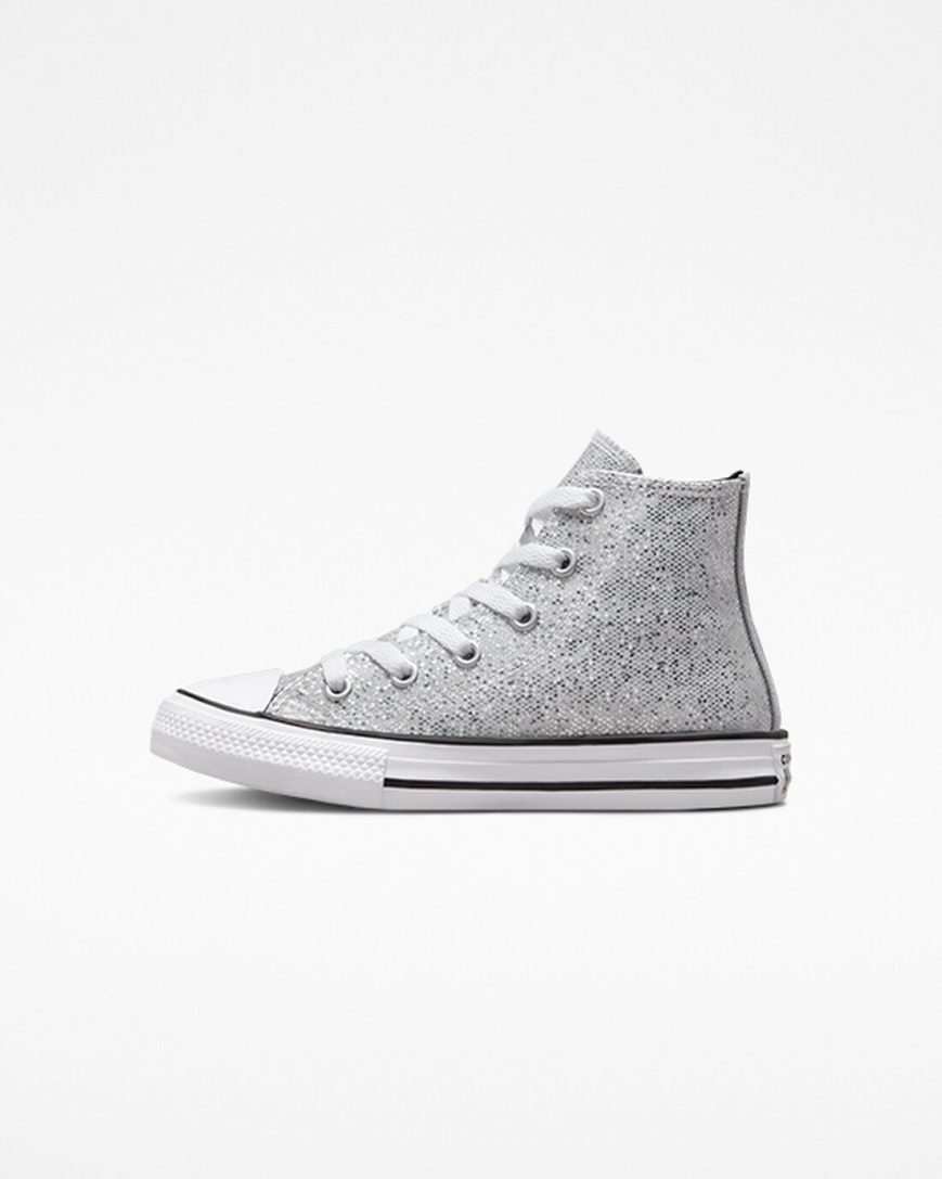 Tenis Converse Chuck Taylor All Star Glitter Cano Alto Menina Prateadas Cinzentas Pretas | PT Z0718T9